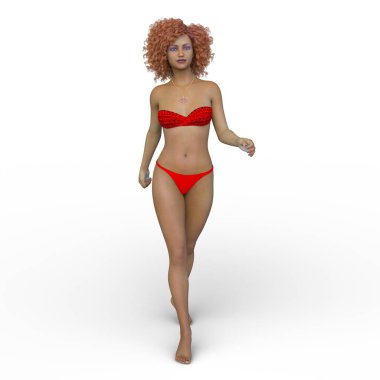 Bikinili bir kadının 3B görüntüsü