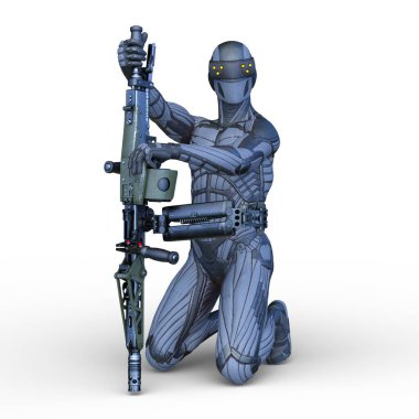 3D rendering of a cyber warrior