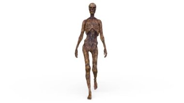 Yürüyen bir erkek zombinin 3 boyutlu canlandırması