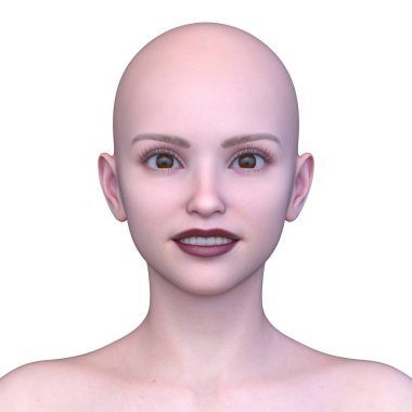 Bir kadının yüzünün 3 boyutlu görüntüsü.