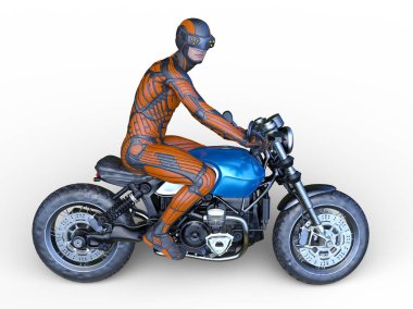 3D rendering of a cyber man rider