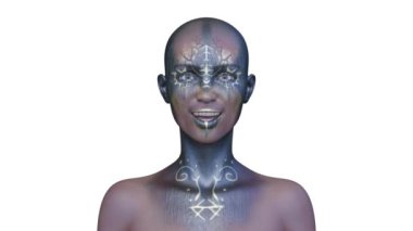 Bir kadının yüzünün 3 boyutlu görüntüsü.