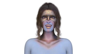 Bir kadının yüzünün 3 boyutlu görüntüsü.