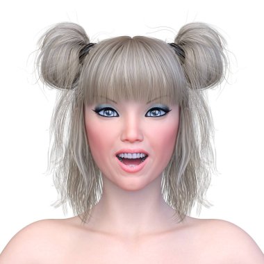 Bir kadının yüzünün 3 boyutlu görüntüsü.