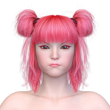 Bir kadının yüzünün 3 boyutlu görüntüsü.