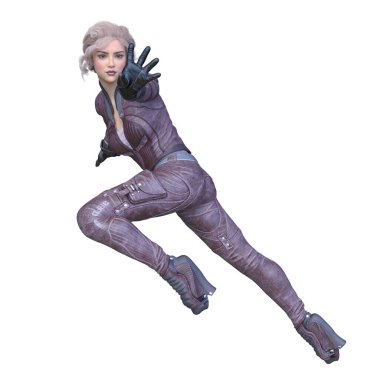 bir kadın savaşçı 3D render