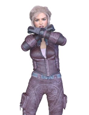 bir kadın savaşçı 3D render