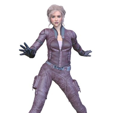 bir kadın savaşçı 3D render