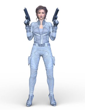 bir kadın savaşçı 3D render