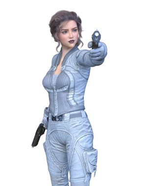 bir kadın savaşçı 3D render