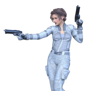 bir kadın savaşçı 3D render