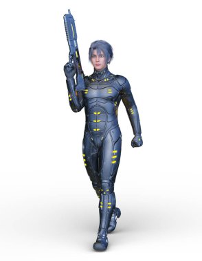 3D rendering of a cyber warrior