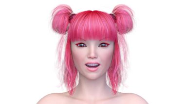 Bir kadının yüzünün 3 boyutlu görüntüsü.