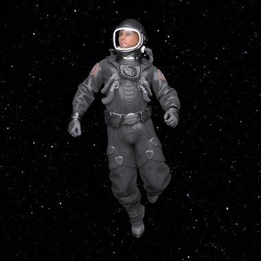 Dişi bir astronotun 3 boyutlu canlandırması