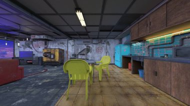 Terk edilmiş binanın kabataslak içerikli 3B görüntülemesi