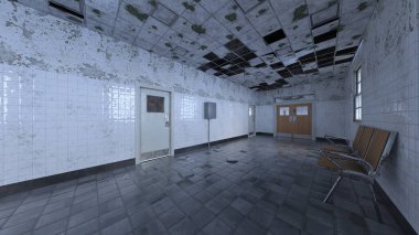 Terk edilmiş binanın kabataslak içerikli 3B görüntülemesi