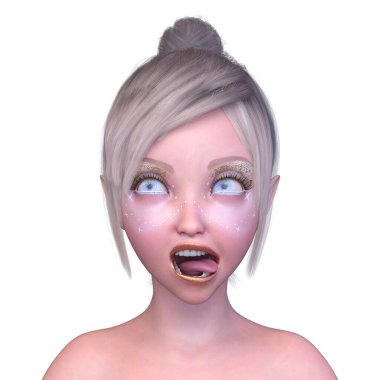 Bir kadının yüzünün 3 boyutlu görüntüsü.