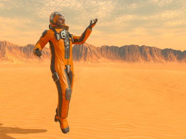 Bir erkek astronotun 3 boyutlu canlandırması