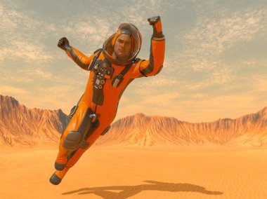 Bir erkek astronotun 3 boyutlu canlandırması