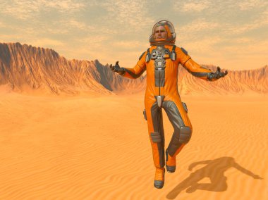 Bir erkek astronotun 3 boyutlu canlandırması