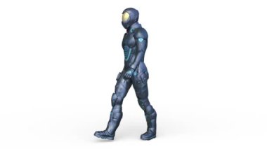 Yürüyen bir siber adamın 3 boyutlu canlandırması