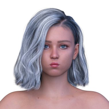 Bir kadının yüzünün 3 boyutlu görüntüsü.