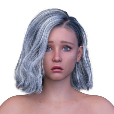 Bir kadının yüzünün 3 boyutlu görüntüsü.