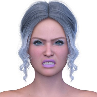 Bir kadının yüzünün 3 boyutlu görüntüsü.