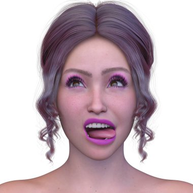 Bir kadının yüzünün 3 boyutlu görüntüsü.