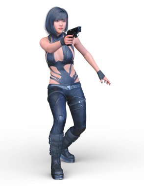 bir kadın savaşçı 3D render