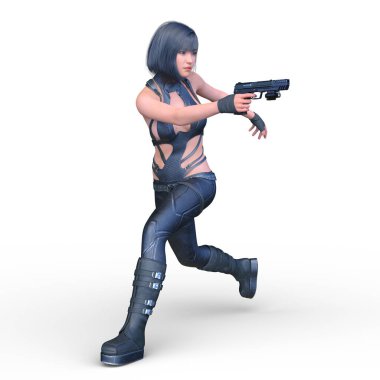 bir kadın savaşçı 3D render