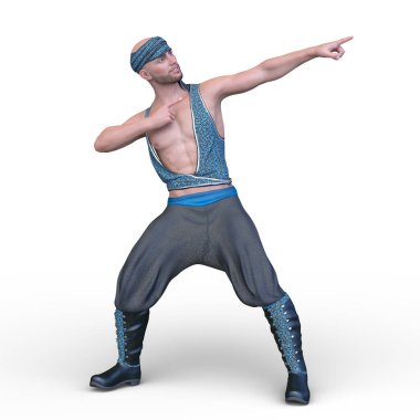 Bir dövüş sanatçısının 3 boyutlu canlandırması