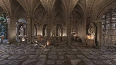 Taş sokak manzarasının 3 boyutlu canlandırması