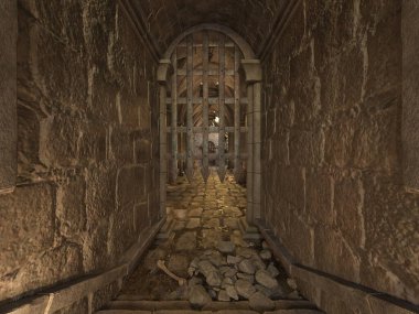 Taş sokak manzarasının 3 boyutlu canlandırması