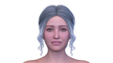 Bir kadının yüzünün 3 boyutlu görüntüsü.