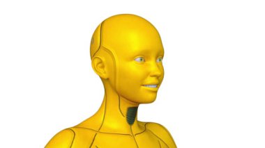Dişi bir sayborgun yüzünün 3 boyutlu görüntüsü.