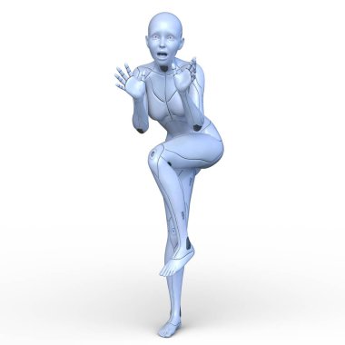 Dişi bir sayborgun 3D canlandırması