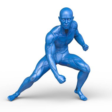 erkek bir cyborg 3D render