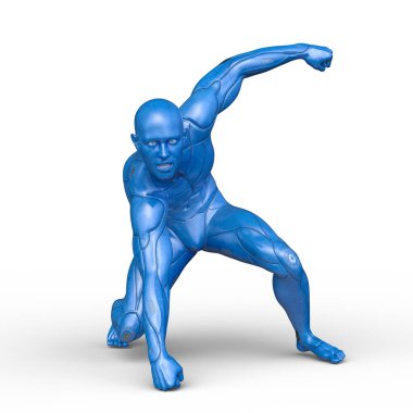 erkek bir cyborg 3D render