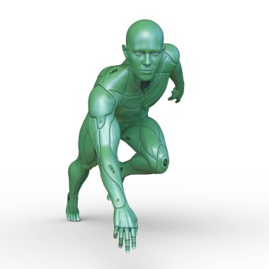 erkek bir cyborg 3D render
