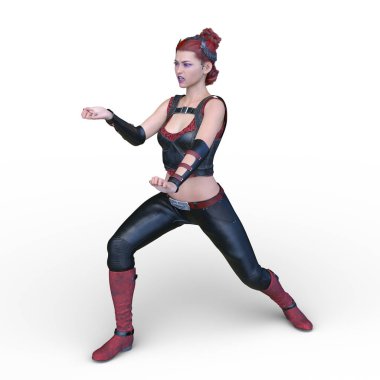 bir kadın savaşçı 3D render