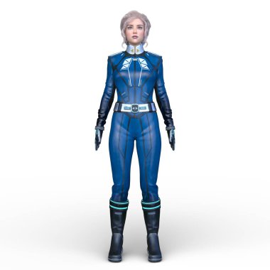 bir kadın savaşçı 3D render