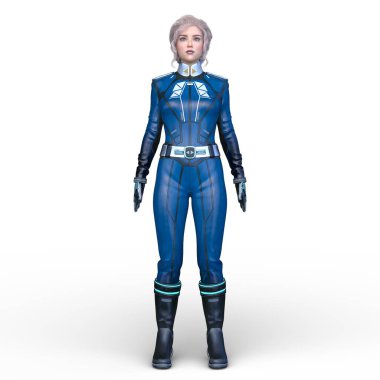 3D rendering of a female warrior clipart