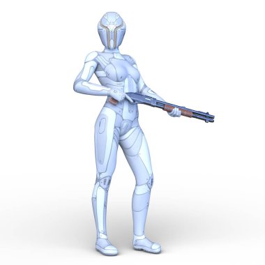 Dişi bir sayborgun 3D canlandırması