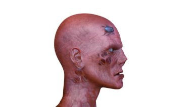 Erkek zombi yüzünün 3 boyutlu hali