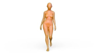 Yürüyen orta yaşlı bir kadının 3D görüntüsü