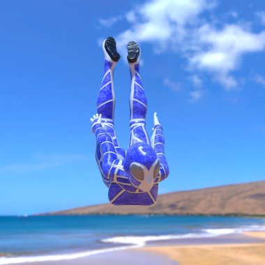 Dişi bir sayborgun 3D canlandırması