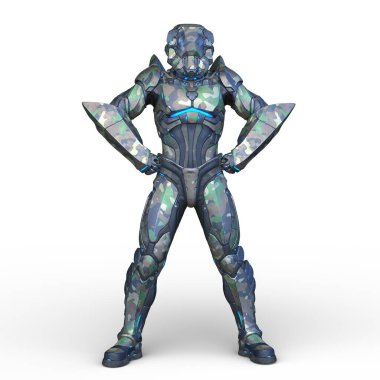 erkek bir cyborg 3D render