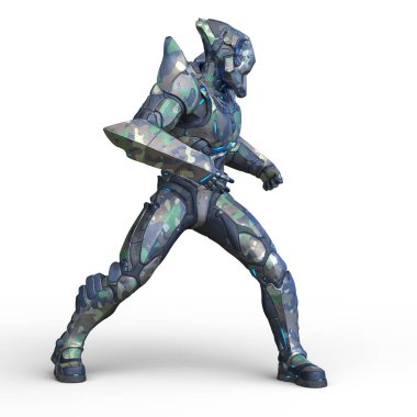 erkek bir cyborg 3D render