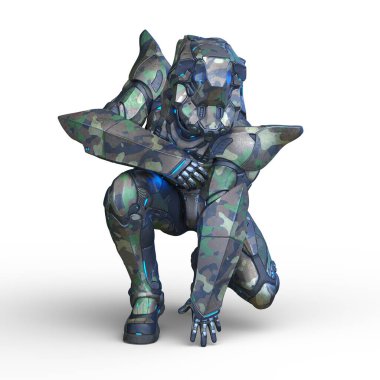 erkek bir cyborg 3D render